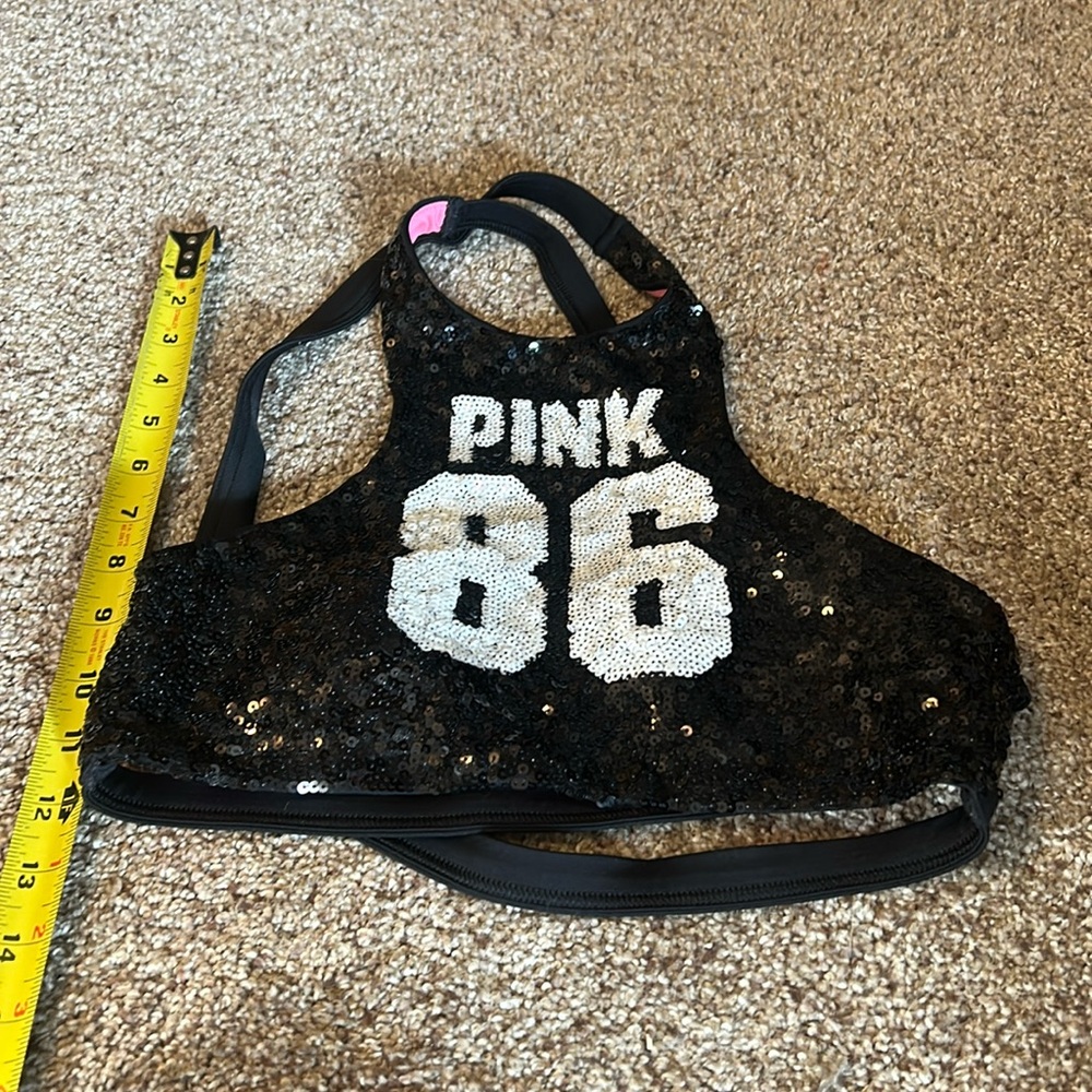 Rare PINK Sequined Swim Halter Top